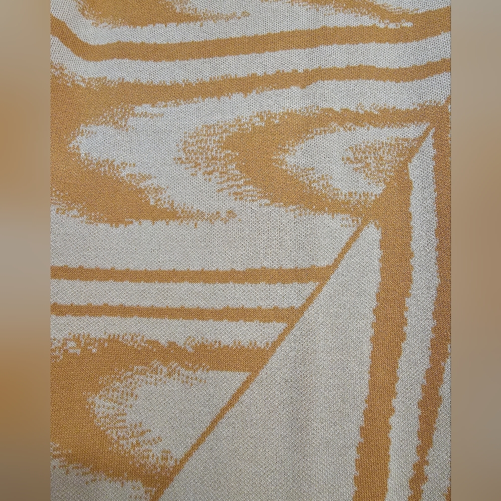Wave Jacquard Dress Mustard Beige S M L New - Picture 3 of 7
